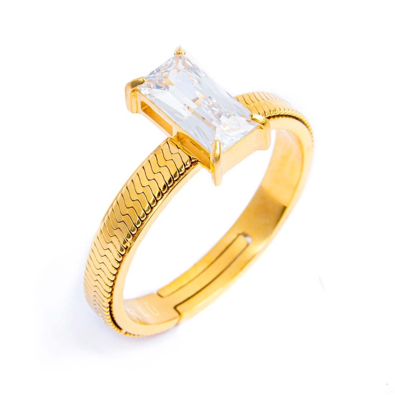 MARLU- Anello con zircone baguette