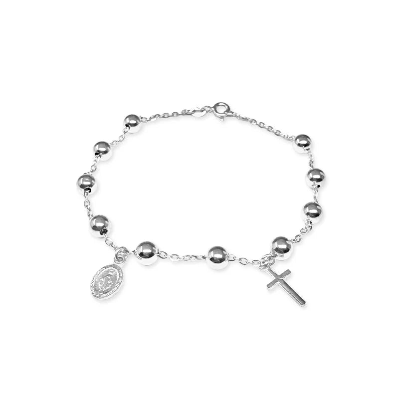 FALCO GIOIELLI - Bracciale rosario Big in Oro Bianco e ciondoli - Oro18kt - 3,3 gr.