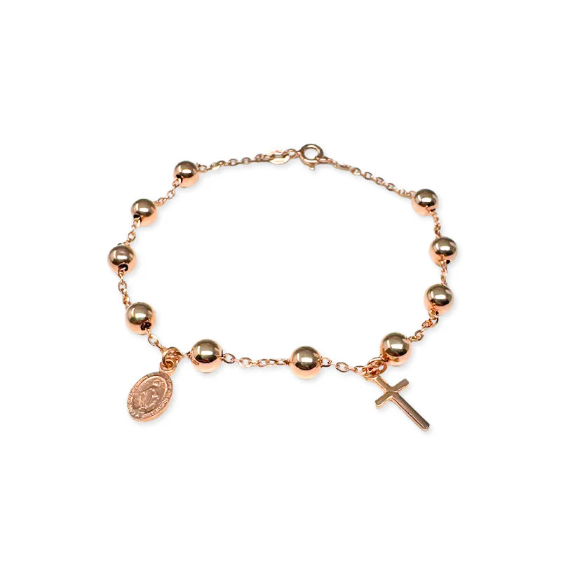 FALCO GIOIELLI  - Bracciale rosario Big in Oro Rosa e ciondoli - Oro18kt - 3,3 gr.