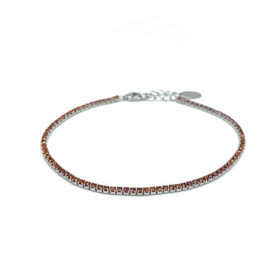 PREZIOSI ARGENTO-Bracciale Tennis in argento 925 con zirconi arancioni