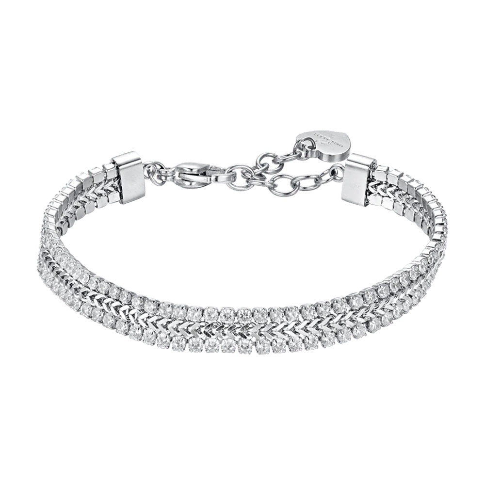 Luca Barra- BRACCIALE TENNIS DONNA IN ACCIAIO CON CRISTALLI BIANCHI