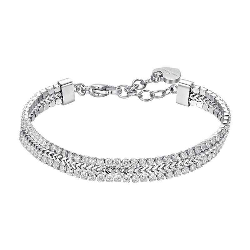 Luca Barra- BRACCIALE TENNIS DONNA IN ACCIAIO CON CRISTALLI BIANCHI