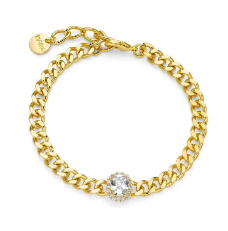 Kiara - Bracciale Basik Catena Dorata con Pietra Bianca KBRD1805G