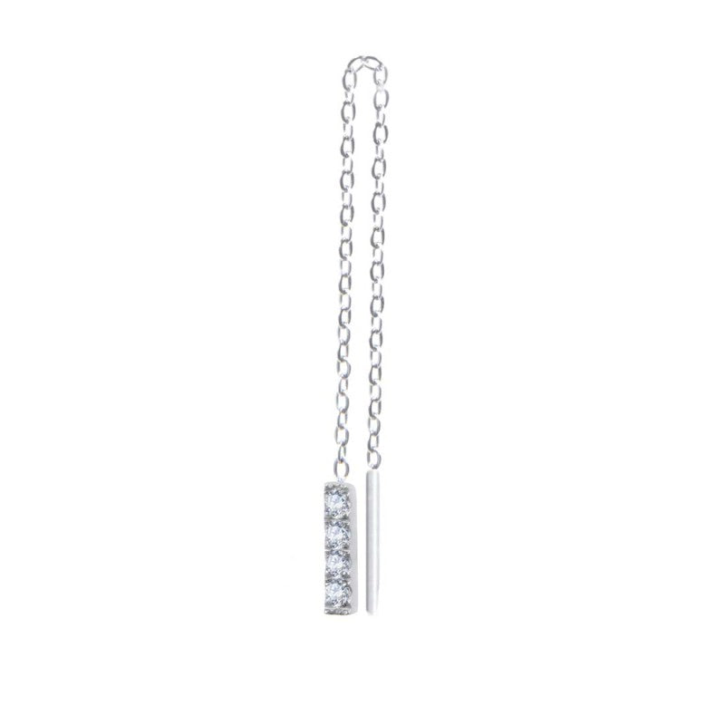 MARLU- Orecchino pendente catena cutting cross e pendente con zirconi