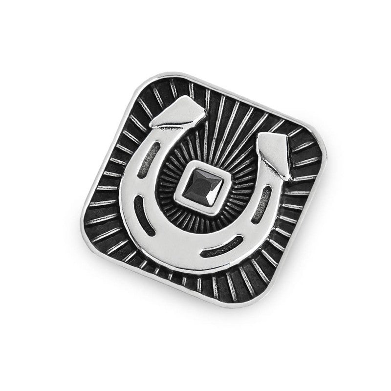 MARLU- Piastrina quadrata ferro di cavallo con zircone nero changy