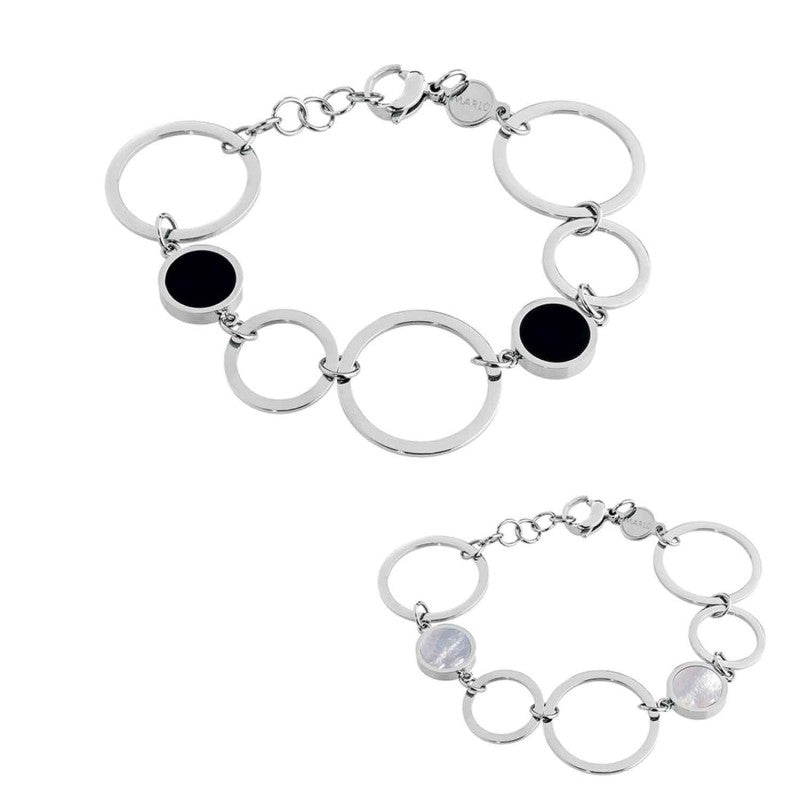 MARLU-Bracciale a cerchi con acrilico e madreperla