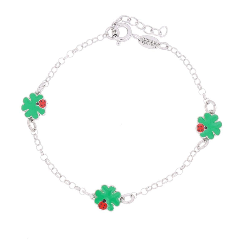 LUCA BARRA-BRACCIALE CM 16+2 BABY QUADRIFOGLIO MM 7 IN ARGENTO 925