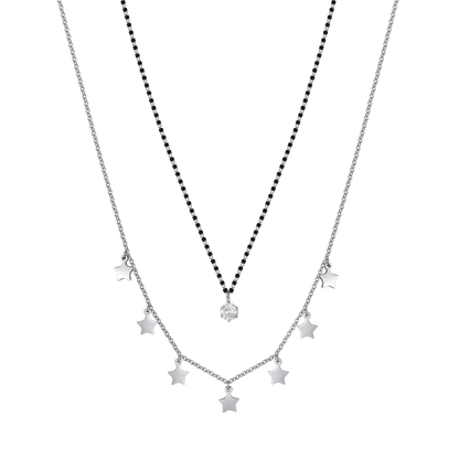 COLLANA DONNA IN ACCIAIO CON STELLE, ELEMENTI IN NERO E CRISTALLO BIANCO  CK1779