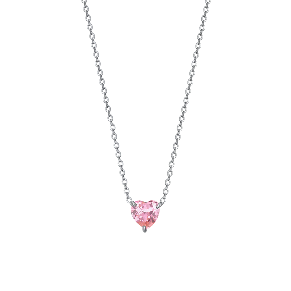 COLLANA DONNA IN ACCIAIO CON CUORE CRISTALLO ROSA - CK2091