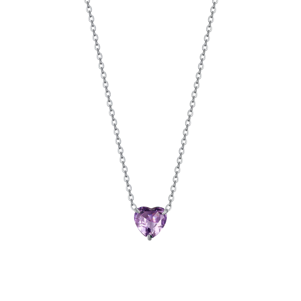 COLLANA DONNA IN ACCIAIO CON CUORE CRISTALLO VIOLA - CK2094
