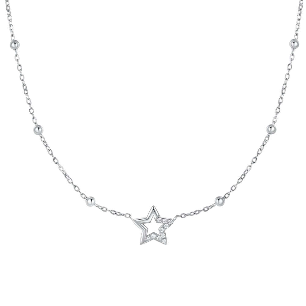 COLLANA DONNA IN ACCIAIO CON STELLA E PUNTI LUCE IN ZIRCONE BIANCO - CK2203