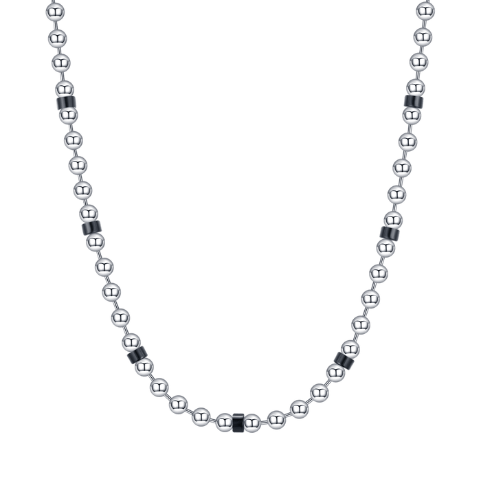 COLLANA UOMO IN ACCIAIO CON ELEMENTI NERI - CL261