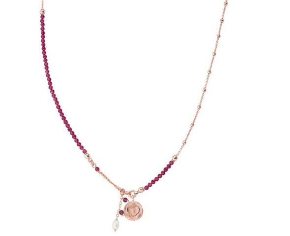 PREZIOSI ARGENTO 925 - COLLANA CHARM CON CRISTALLI FUCSIA