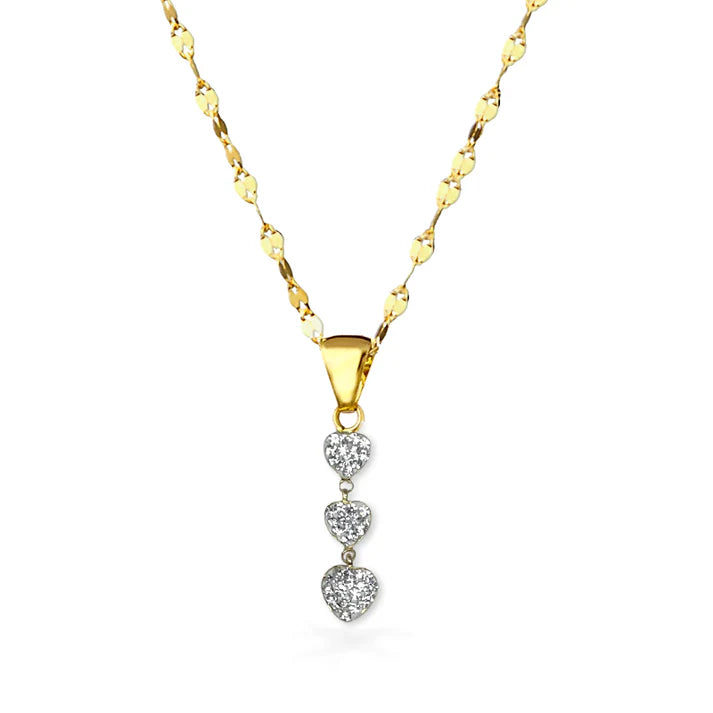 Collana in Oro con pendente a 3 Cuoricini - Oro18kt