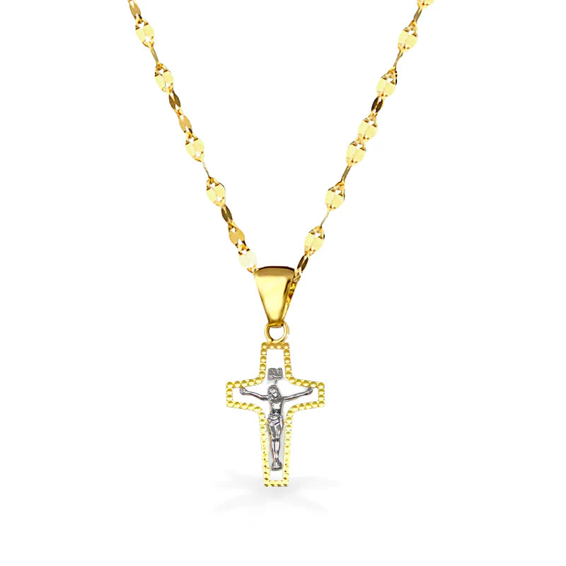 Collana in Oro e pendente Rosario con Croce in Oro - Oro18kt - 2 gr