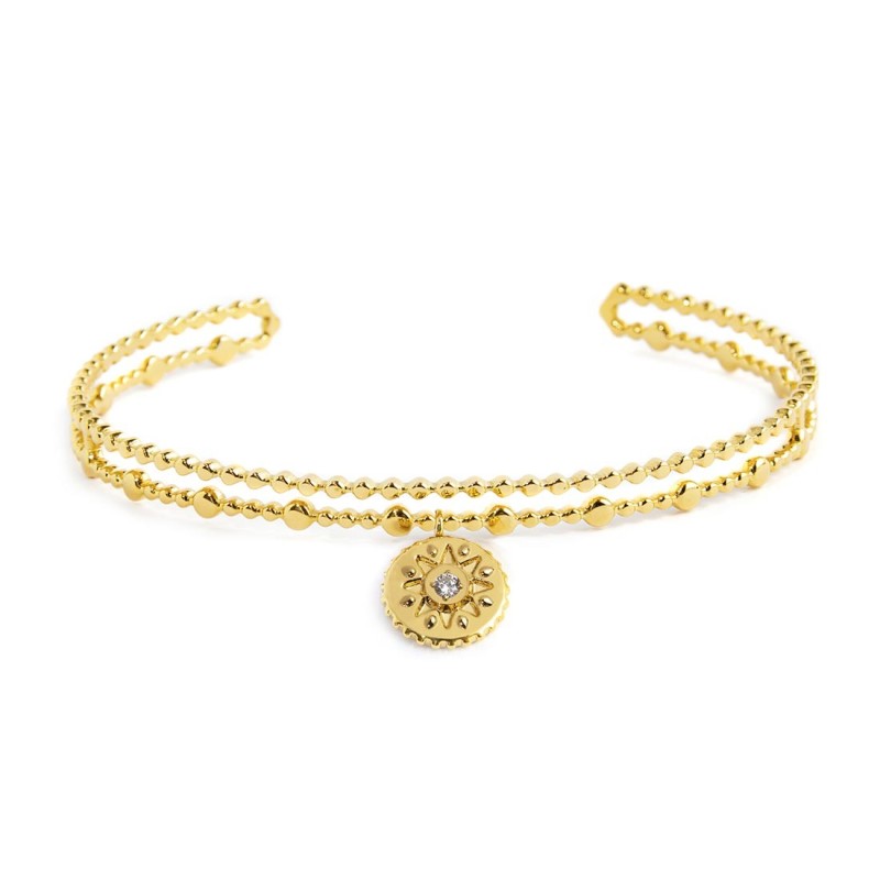 MARLU- Bracciale rigido medaglietta sole pendente