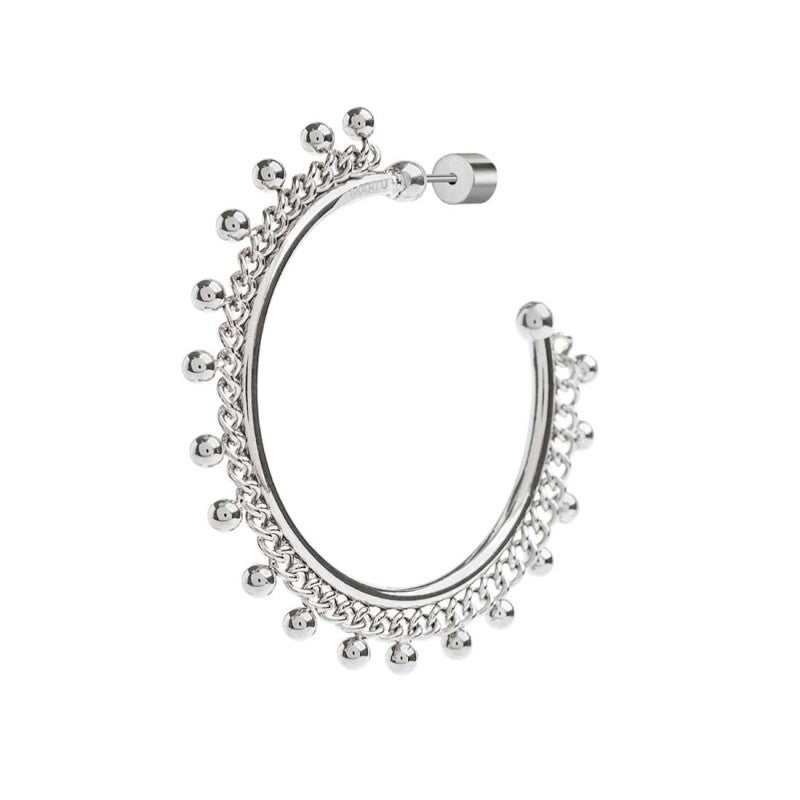 MARLU- Orecchino a cerchio con catena grumetta e sfere