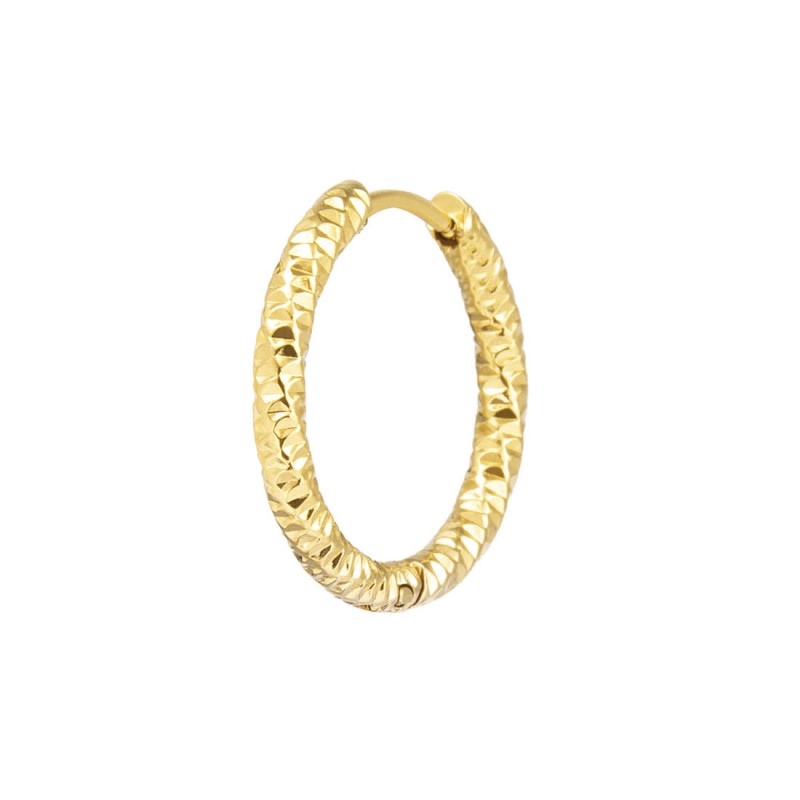 MARLU- Orecchino a cerchio ritorto 2,1 cm trama diamantata