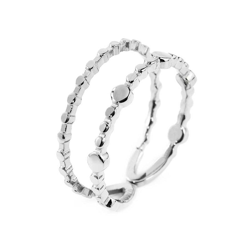 MARLU- Anello doppia fascia trama puntinata mista