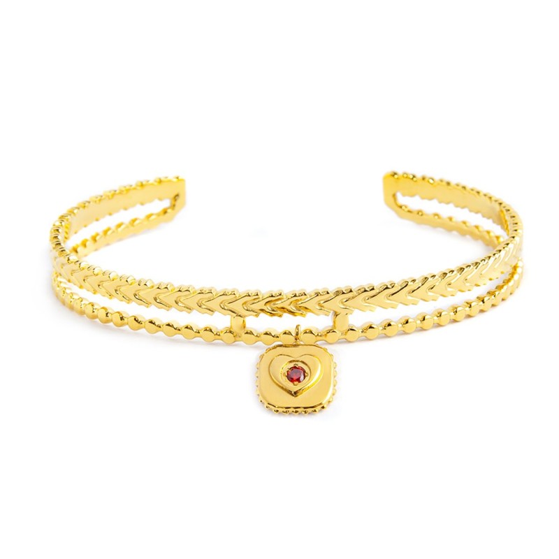 MARLU- Bracciale rigido piastrina cuore pendente
