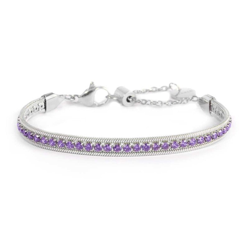 MARLU- Bracciale tennis zirconi baguette catena snake squadrata