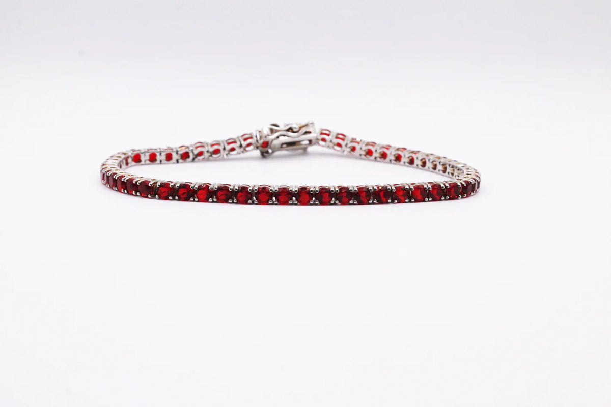 PREZIOSI ARGENTO-Bracciale Tennis in argento 925 con zirconi rossi