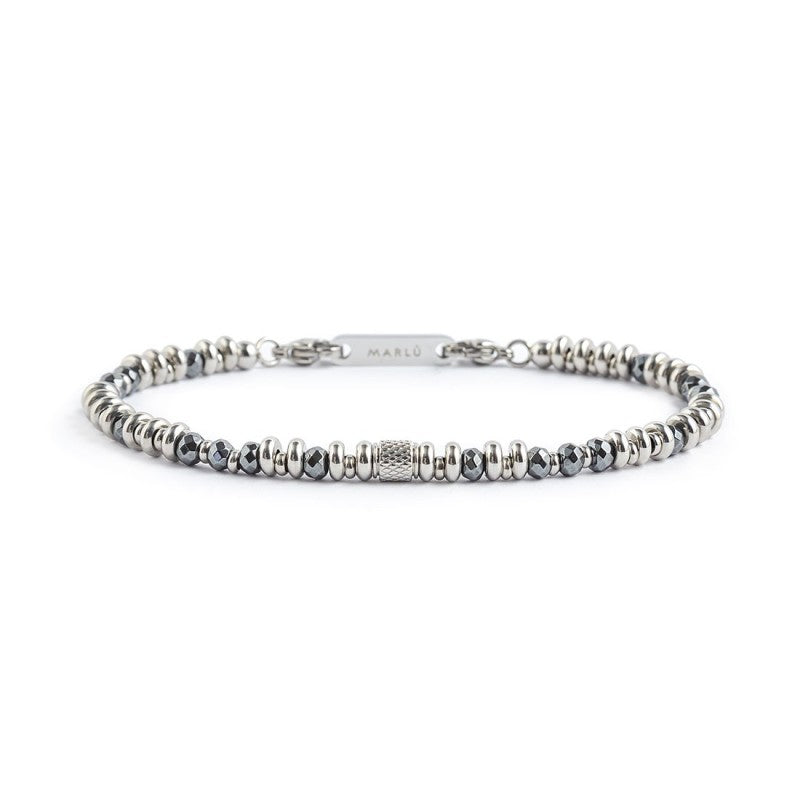 MARLU-Bracciale ematite e cilindro centrale
