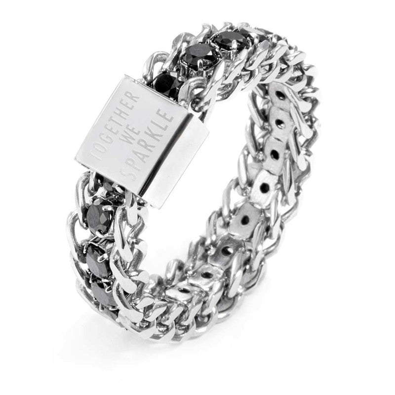 MARLU- Anello catena grumetta con tennis centrale