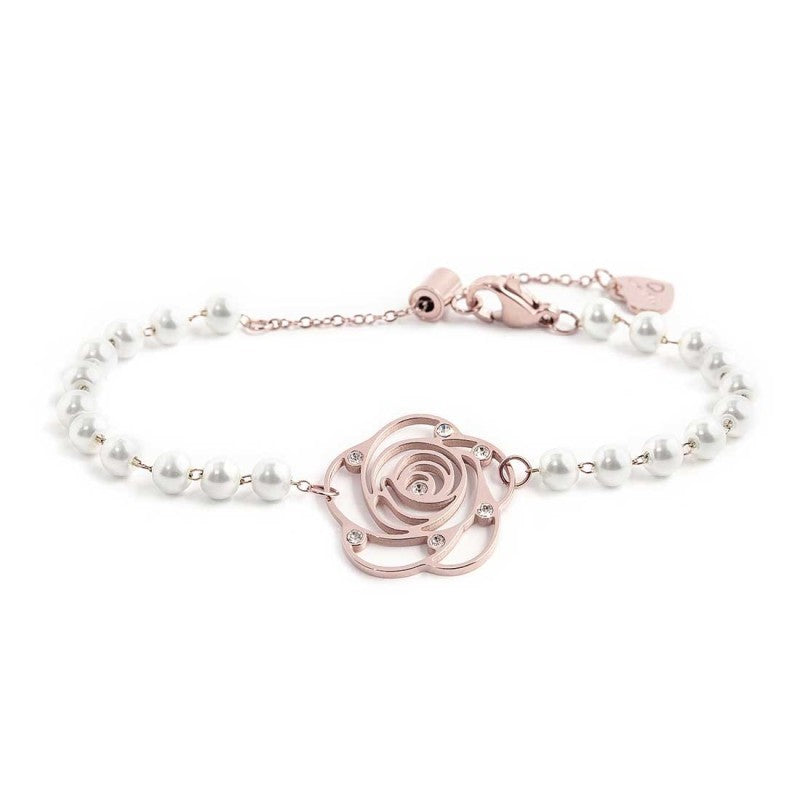 MARLU- Bracciale con rosa con cristalli