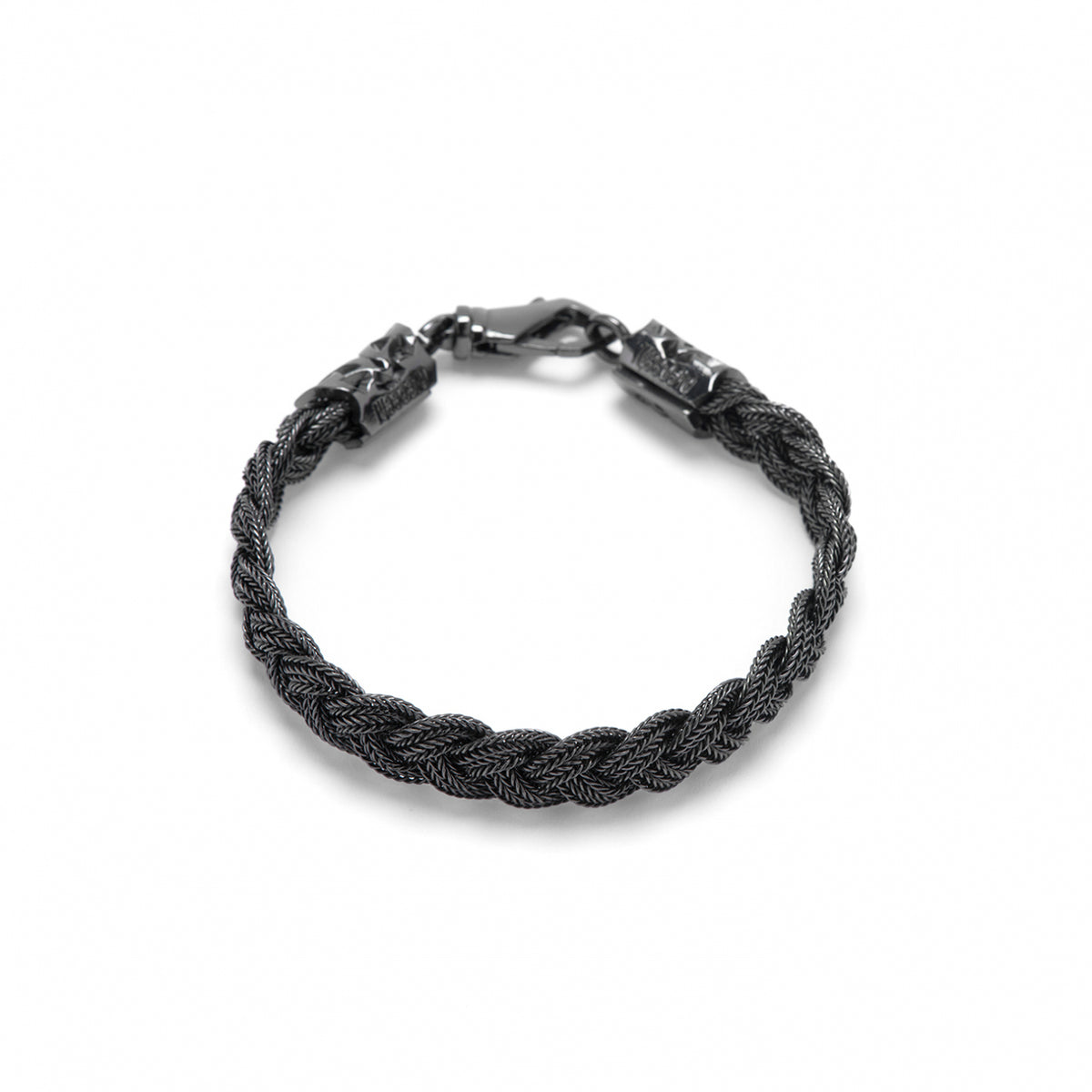 LUCA BARRA - BRACCIALE TRECCIA FLAT NERO
