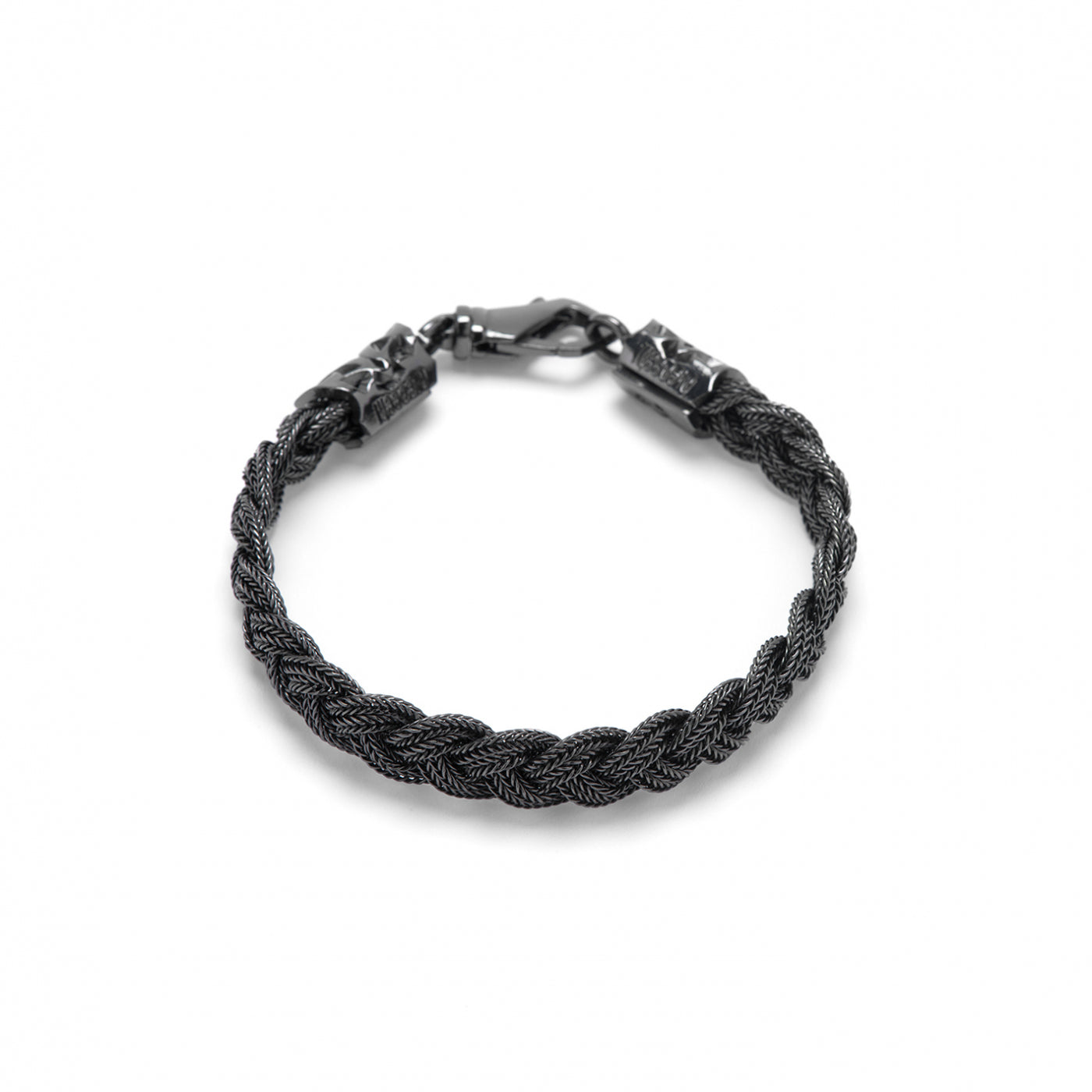 LUCA BARRA - BRACCIALE TRECCIA FLAT NERO