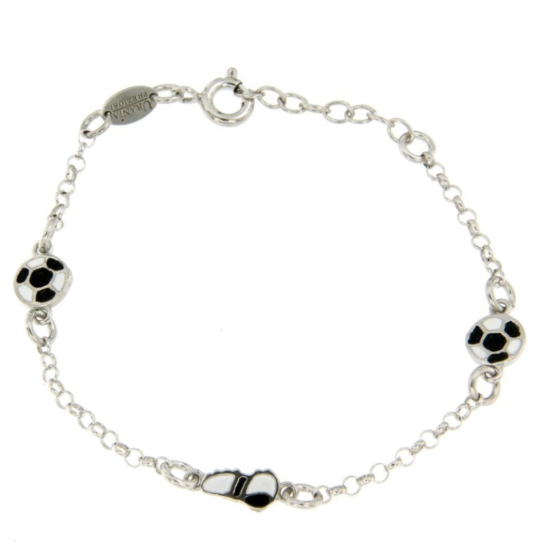 LUCA BARRA-BRACCIALE BABY" IN ARGENTO 925 PALLA E SCARPE BIANCO NERO