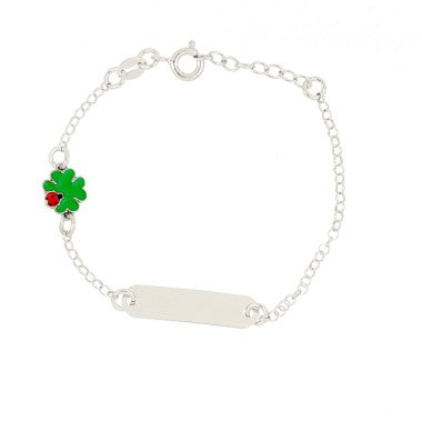 LUCA BARRA-BRACCIALE BABY" CON TARGA ARGENTO 925 QUADRIFOGLIO