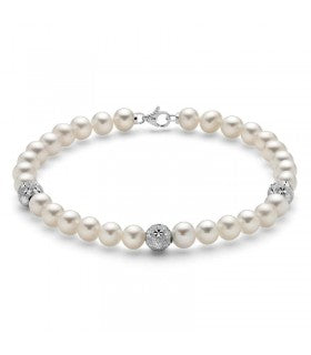 Bracciale Miluna Donna - Filo di perle e chiusura  in oro bianco 18kt