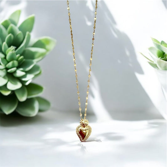 Collana in oro cuore sacro - Oro18kt