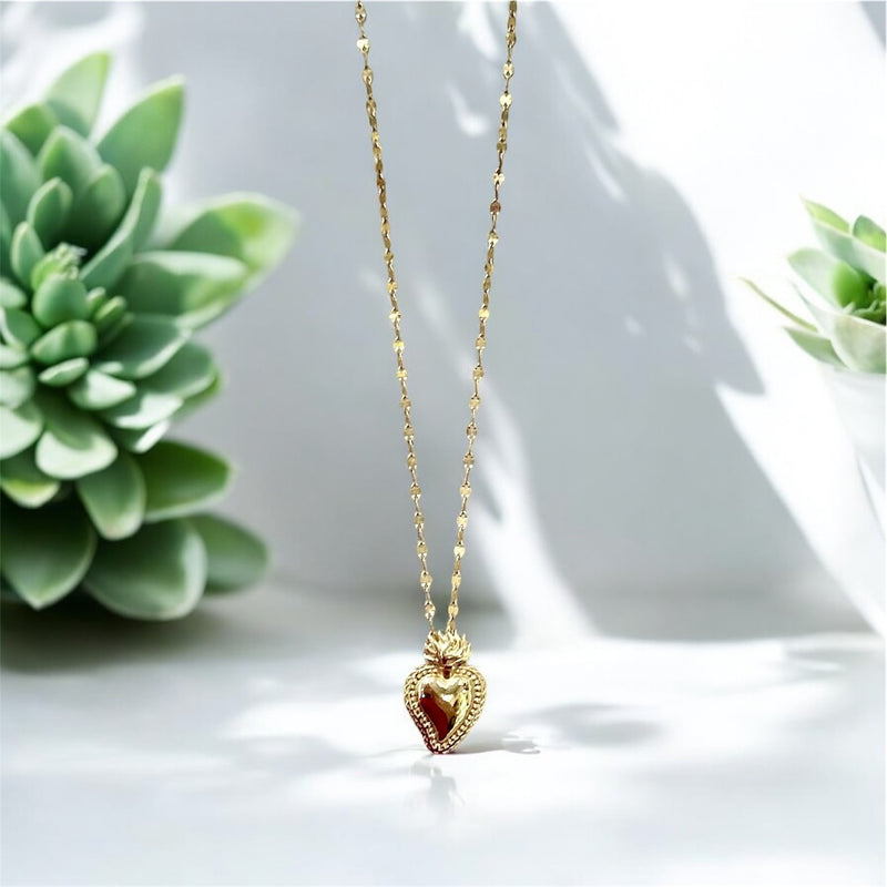 Collana in oro cuore sacro - Oro18kt - 2,2 gr