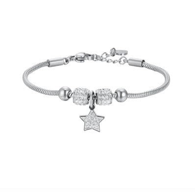 LUCA BARRA-BRACCIALE BAMBINA IN ACCIAIO CON STELLA CON CRISTALLI BIANCHI