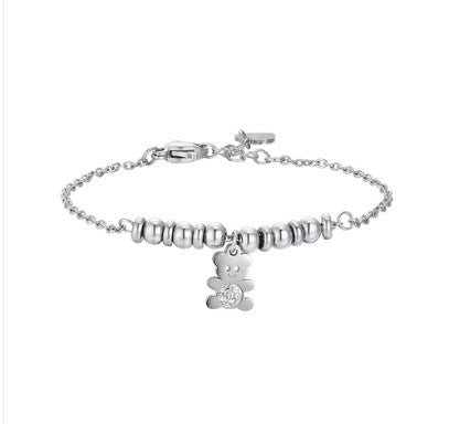 BRACCIALE BAMBINA IN ACCIAIO CON ORSETTO CON CRISTALLI BIANCHI   JB176