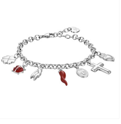 LUCA BARRA-BRACCIALE DONNA IN ACCIAIO CON CHARMS
