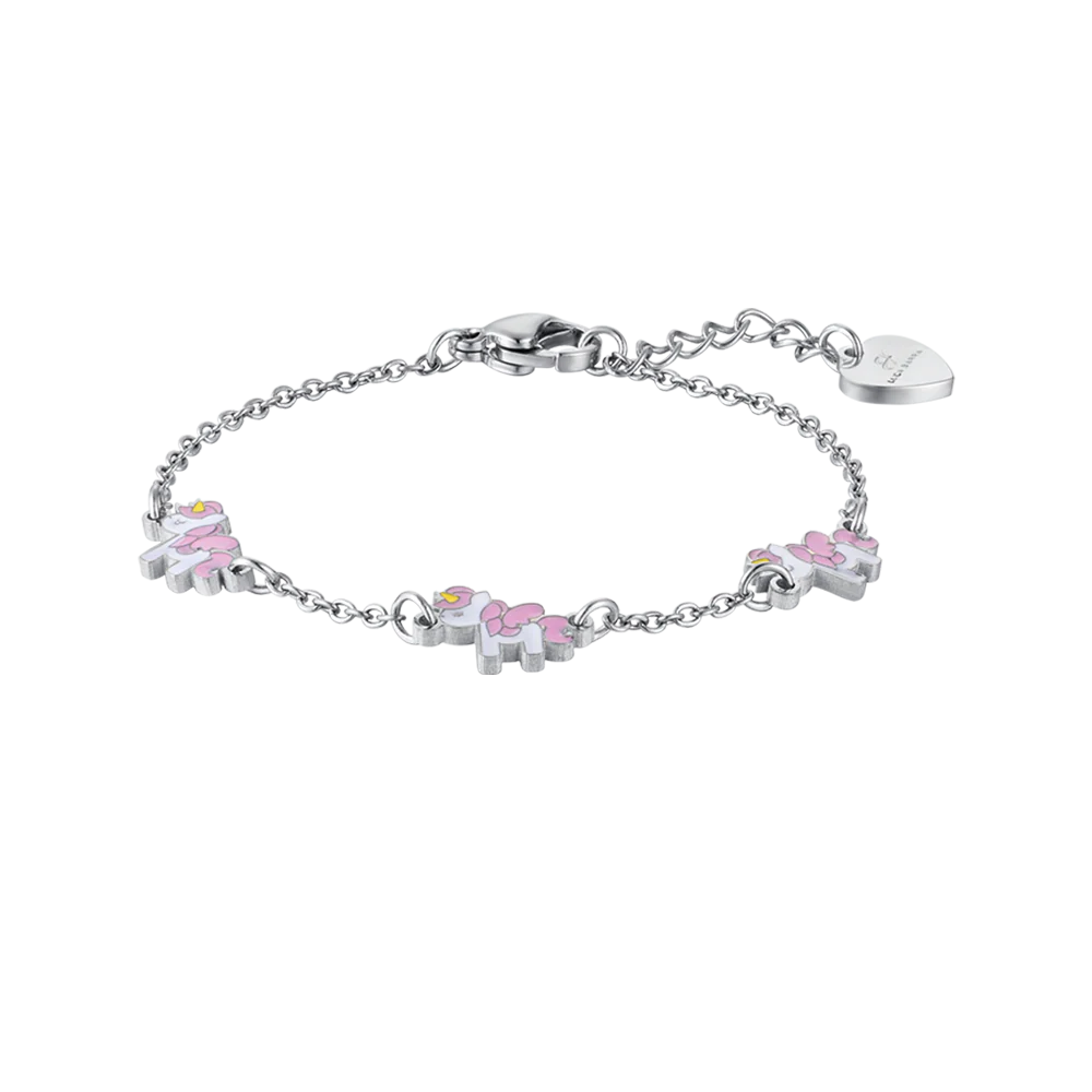 BRACCIALE BAMBINA IN ACCIAIO CON UNICORNI - jb119