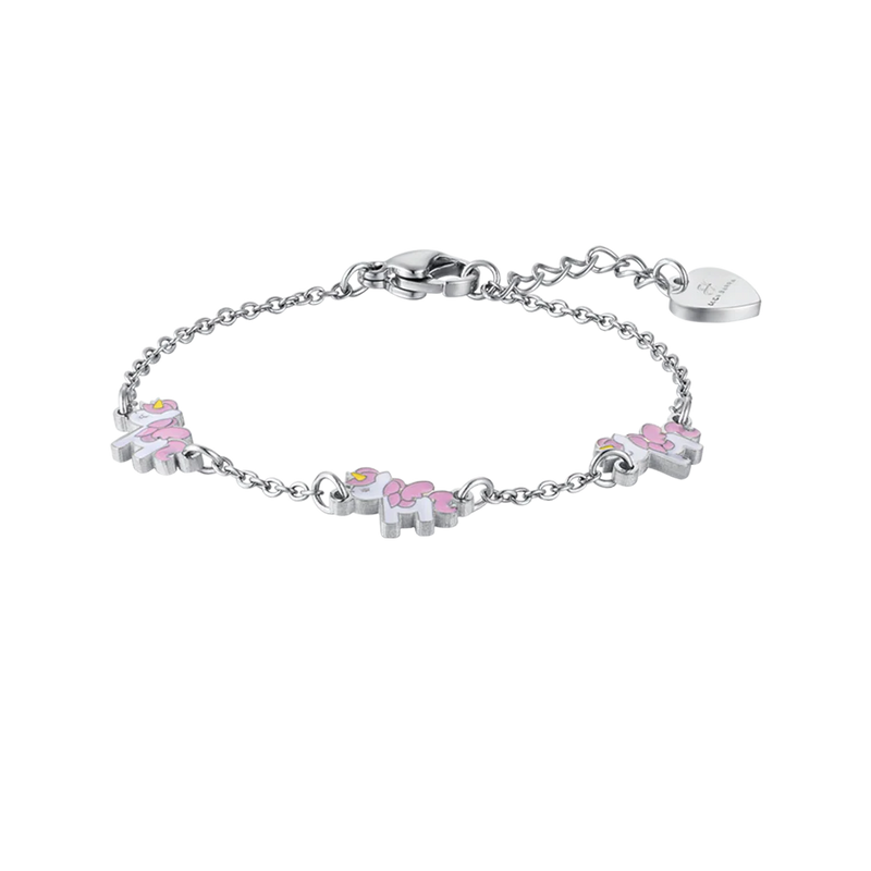 LUCA BARRA- BRACCIALE BAMBINA IN ACCIAIO CON UNICORNI