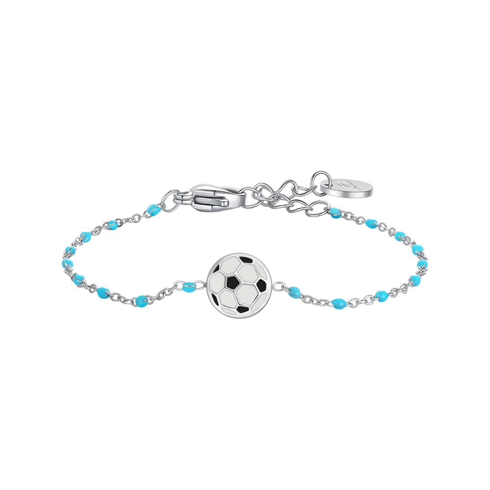 LUCA BARRA-Bracciale in acciaio con ciondolo a forma di pallone da calcio
