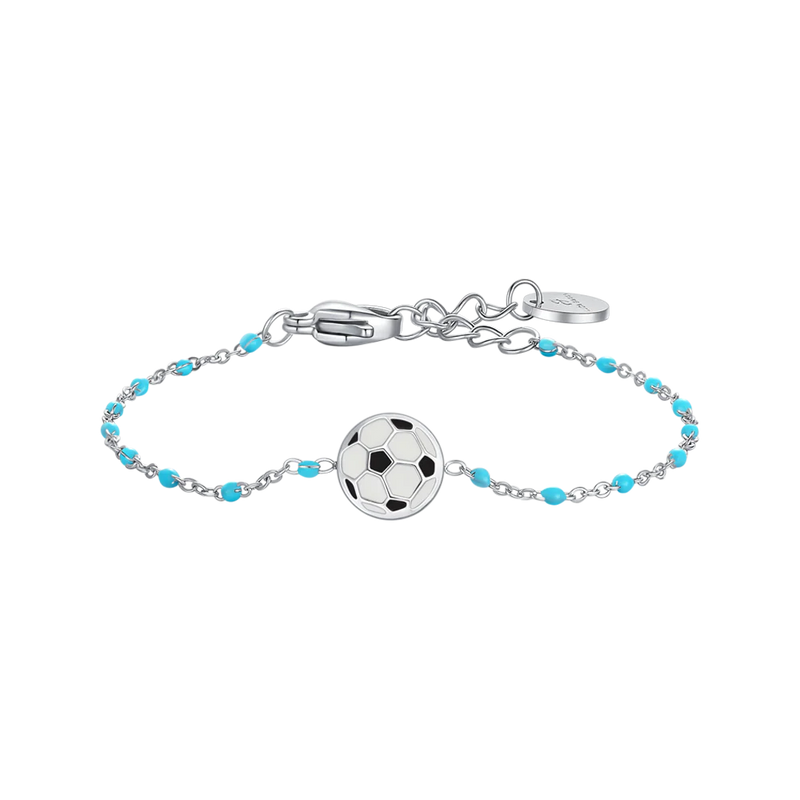 LUCA BARRA-Bracciale in acciaio con ciondolo a forma di pallone da calcio
