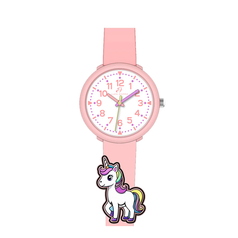 LUCA BARRA-OROLOGIO BAMBINA ROSA CON UNICORNO