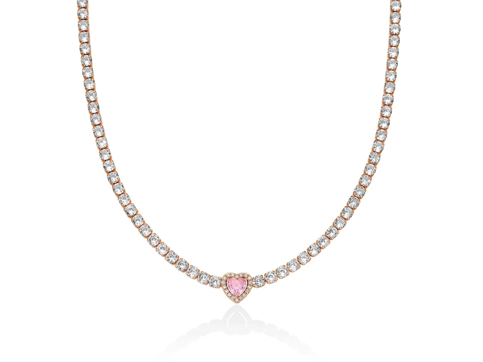 Collana con Cuore Rosa e Zirconi KCLD3949R