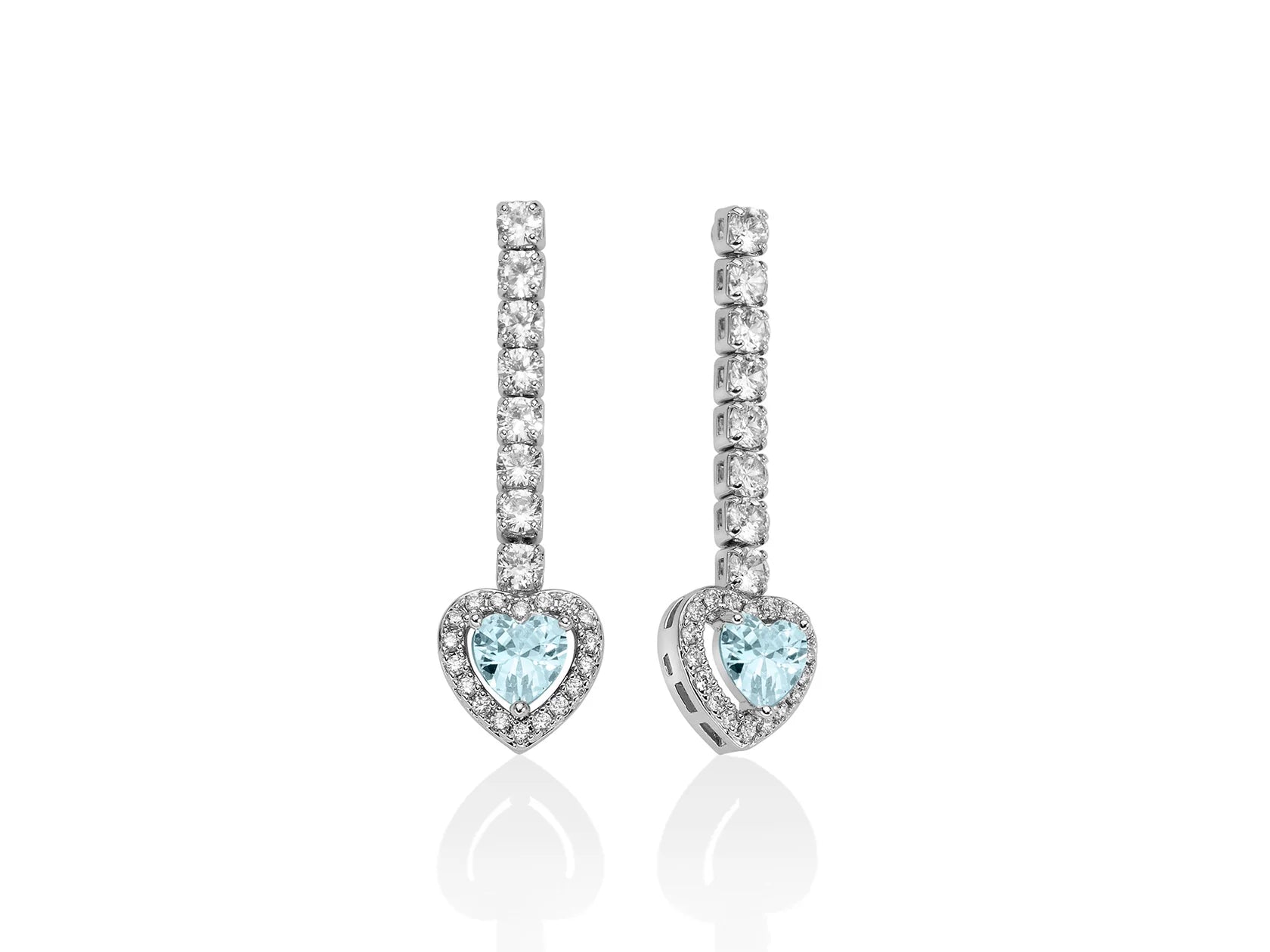 Orecchini Basik Pendenti Cuore Azzurro con Zirconi KERD2046B