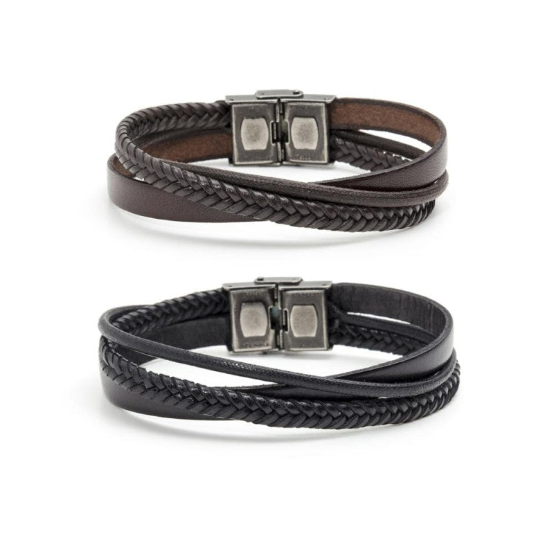 MARLU- Bracciale cuoio e cotone cerato