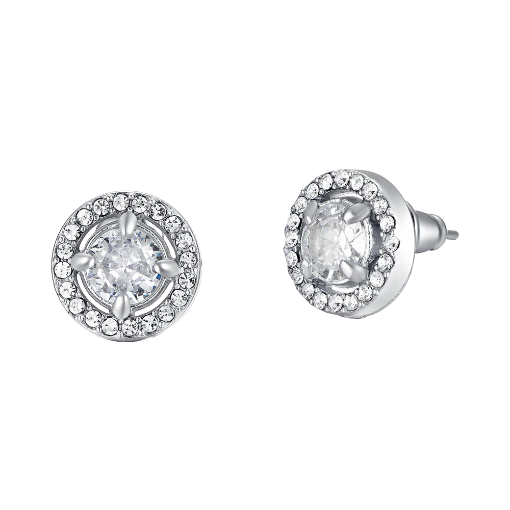 LUCA BARRA-ORECCHINI DONNA IN ACCIAIO ZIRCONE BIANCO