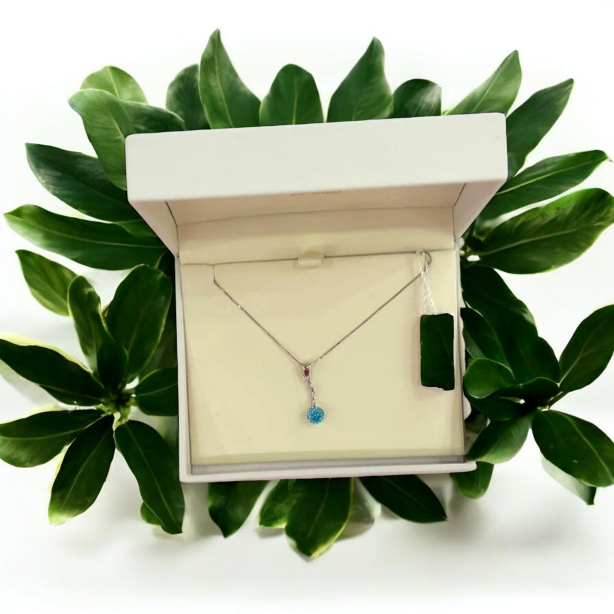 Collana in oro punto luce acquamarina - Oro18kt - 2,7 gr