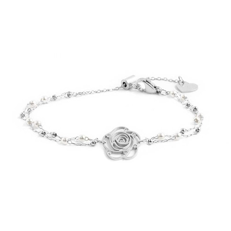 MARLU- Bracciale con rosa con cristalli
